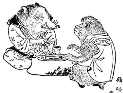 La scimmia e il cinghiale
